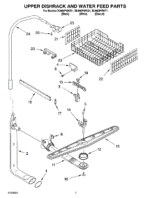 05 - Upper Dishrack And Water Feed parts for Whirlpool Dishwasher DU960PWKQ1 from AppliancePartsPros.com