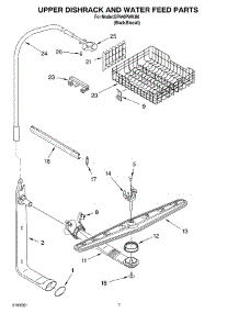 05 - Upper Dishrack & Water Feed parts for Whirlpool Dishwasher DP940PWKM0 from AppliancePartsPros.com