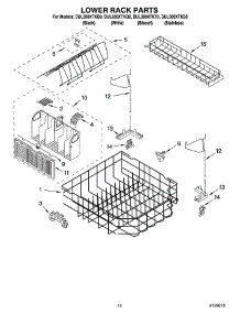 11 - Lower Rack Parts parts for Whirlpool Dishwasher DUL300XTKT0 from AppliancePartsPros.com