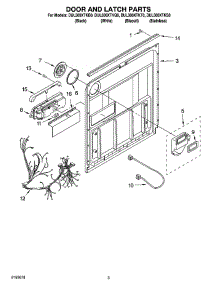03 - Door And Latch Parts parts for Whirlpool Dishwasher DUL300XTKB0 from AppliancePartsPros.com