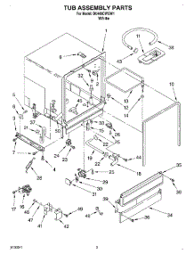 03 - Tub Assembly parts for Whirlpool Dishwasher DU400CWGW1 from AppliancePartsPros.com