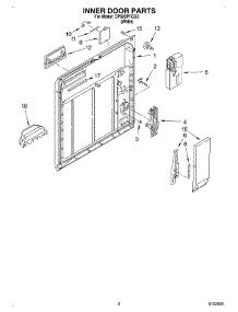02 - Inner Door parts for Whirlpool Dishwasher DP920PFGQ3 from AppliancePartsPros.com