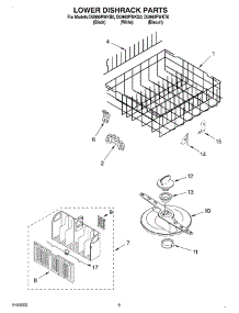 06 - Lower Dishrack parts for Whirlpool Dishwasher DU960PWKQ0 from AppliancePartsPros.com