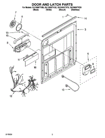 03 - Door And Latch Parts parts for Whirlpool Dishwasher GU1200XTKT0 from AppliancePartsPros.com