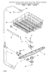 05 - Upper Dishrack And Water Feed parts for Whirlpool Dishwasher DU925SCGB3 from AppliancePartsPros.com