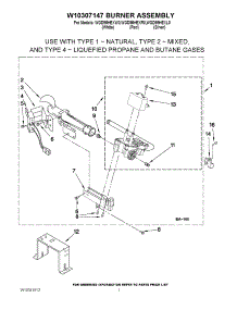 04 - W10307147 Burner Assembly parts for Whirlpool Dryer WGD95HEXL0 from AppliancePartsPros.com
