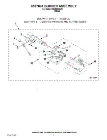 04 - 8557891 Burner Assembly parts for Whirlpool Dryer WGD8600YW0 from AppliancePartsPros.com