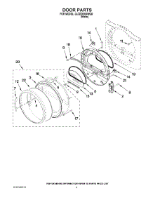 04 - Door Parts parts for Whirlpool Dryer 3LCED9100WQ0 from AppliancePartsPros.com