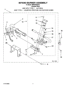 04 - 8576353 Burner Assembly parts for Whirlpool Dryer 7MWGD9200TQ1 from AppliancePartsPros.com