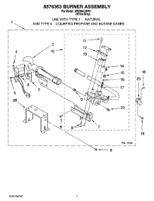 04 - 8576353 Burner Assembly parts for Whirlpool Dryer WGD8410SW1 from AppliancePartsPros.com