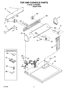 02 - Top And Console Parts parts for Whirlpool Dryer YLEN1000PQ1 from AppliancePartsPros.com
