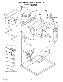 02 - Top And Console Parts parts for Whirlpool Dryer YWED5700SW0 from AppliancePartsPros.com