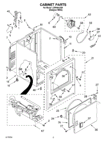 02 - Cabinet parts for Whirlpool Dryer LGR7645JQ2 from AppliancePartsPros.com