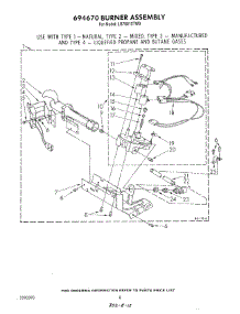 05 - 694670 Burner parts for Whirlpool Dryer LG7081XTW0 from AppliancePartsPros.com