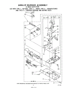 04 - 688639 Burner parts for Whirlpool Dryer LG5751XFW0 from AppliancePartsPros.com