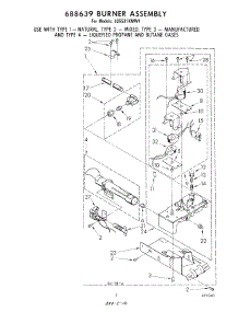 05 - 688639 Burner parts for Whirlpool Dryer LG5531XMW1 from AppliancePartsPros.com