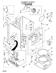 02 - Cabinet parts for Whirlpool Dryer LGT5624DQ0 from AppliancePartsPros.com