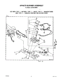 05 - 694670 Burner parts for Whirlpool Dryer LG7801XMW2 from AppliancePartsPros.com