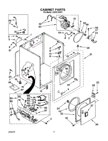 03 - Cabinet parts for Whirlpool Dryer LG5531XSW1 from AppliancePartsPros.com