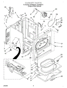 02 - Cabinet parts for Whirlpool Dryer GGX9868JT1 from AppliancePartsPros.com
