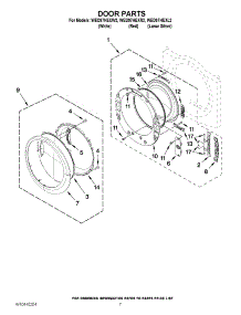 04 - Door Parts parts for Whirlpool Dryer WED97HEXR2 from AppliancePartsPros.com