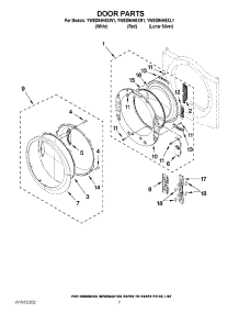 04 - Door Parts parts for Whirlpool Dryer YWED94HEXR1 from AppliancePartsPros.com