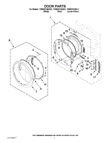 04 - Door Parts parts for Whirlpool Dryer YWED97HEXW1 from AppliancePartsPros.com