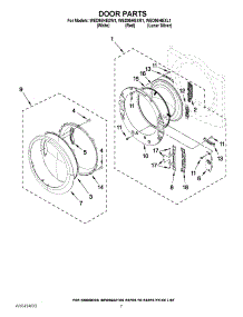 04 - Door Parts parts for Whirlpool Dryer WED95HEXL1 from AppliancePartsPros.com
