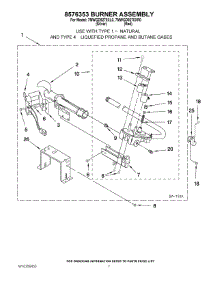 04 - 8576353 Burner Assembly parts for Whirlpool Dryer 7MWGD9270XL0 from AppliancePartsPros.com