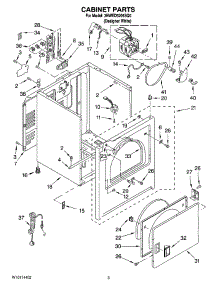 02 - Cabinet Parts parts for Whirlpool Dryer 3HWED5205SQ0 from AppliancePartsPros.com