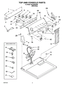 02 - Top And Console Parts parts for Whirlpool Dryer WED5820SW0 from AppliancePartsPros.com