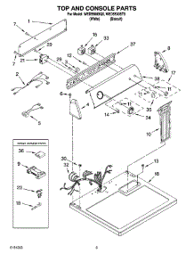 02 - Top And Console Parts parts for Whirlpool Dryer WED5500SQ0 from AppliancePartsPros.com