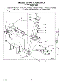 04 - 3402853 Burner Assembly parts for Whirlpool Dryer 3XLGR5437KQ2 from AppliancePartsPros.com