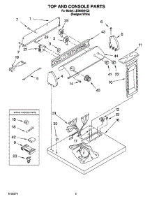 02 - Top And Console Parts parts for Whirlpool Dryer LEB6000KQ2 from AppliancePartsPros.com