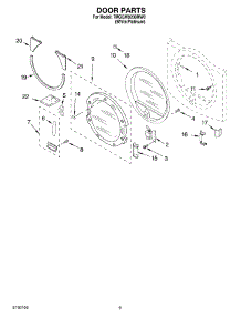 05 - Door Parts parts for Whirlpool Dryer 7MGGW9200MW0 from AppliancePartsPros.com