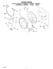 05 - Door Parts parts for Whirlpool Dryer GGW9200LL1 from AppliancePartsPros.com