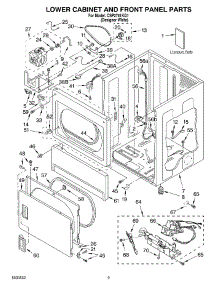 02 - Lower Cabinet And Front Panel, Lite parts for Whirlpool Dryer CSP2741KQ1 from AppliancePartsPros.com