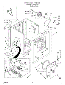 02 - Cabinet parts for Whirlpool Dryer LGR3624JQ0 from AppliancePartsPros.com