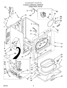02 - Cabinet parts for Whirlpool Dryer LGR5600JQ0 from AppliancePartsPros.com