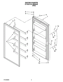 03 - Door Parts parts for Whirlpool Freezer EVL165NXRQ04 from AppliancePartsPros.com
