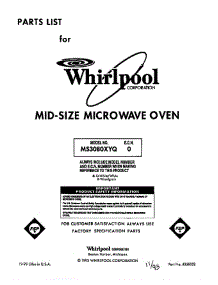 Front Cover parts for Whirlpool Microwave MS3080XY0 from AppliancePartsPros.com