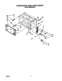 Oven Door And Latch parts for Whirlpool Microwave MS3080XY0 from AppliancePartsPros.com