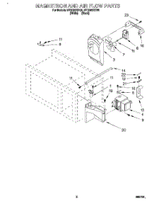02 - Magnetron And Air Flow, Literature parts for Whirlpool Microwave MT3090XBB0 from AppliancePartsPros.com