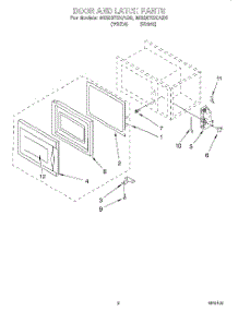 03 - Door And Latch parts for Whirlpool Microwave MG2070XAQ0 from AppliancePartsPros.com