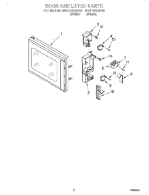 05 - Door And Latch parts for Whirlpool Microwave MC8130XAB0 from AppliancePartsPros.com