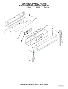 02 - Control Panel Parts parts for Whirlpool Range GGG390LXQ00 from AppliancePartsPros.com