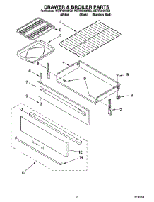 02 - Drawer & Broiler Parts parts for Whirlpool Range WERP3100PB3 from AppliancePartsPros.com