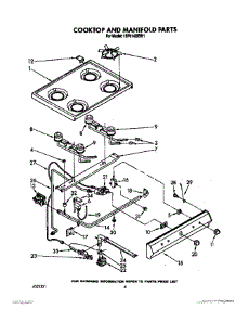 05 - Cooktop And Manifold, Lit / Optional parts for Whirlpool Range 1SF014BEW1 from AppliancePartsPros.com