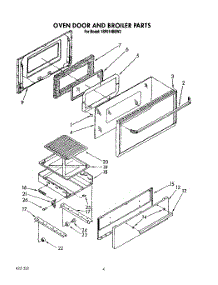 04 - Oven Door And Broiler parts for Whirlpool Range 1SF014BEW2 from AppliancePartsPros.com