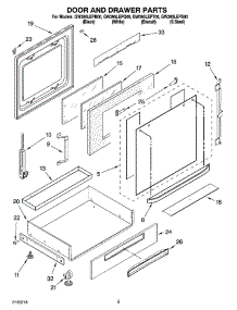 04 - Door And Drawer Parts parts for Whirlpool Range GW395LEPB00 from AppliancePartsPros.com